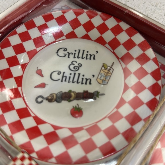 MWW Market Grillin Mini Plates Small 4 Ceramic New - Picture 8 of 10